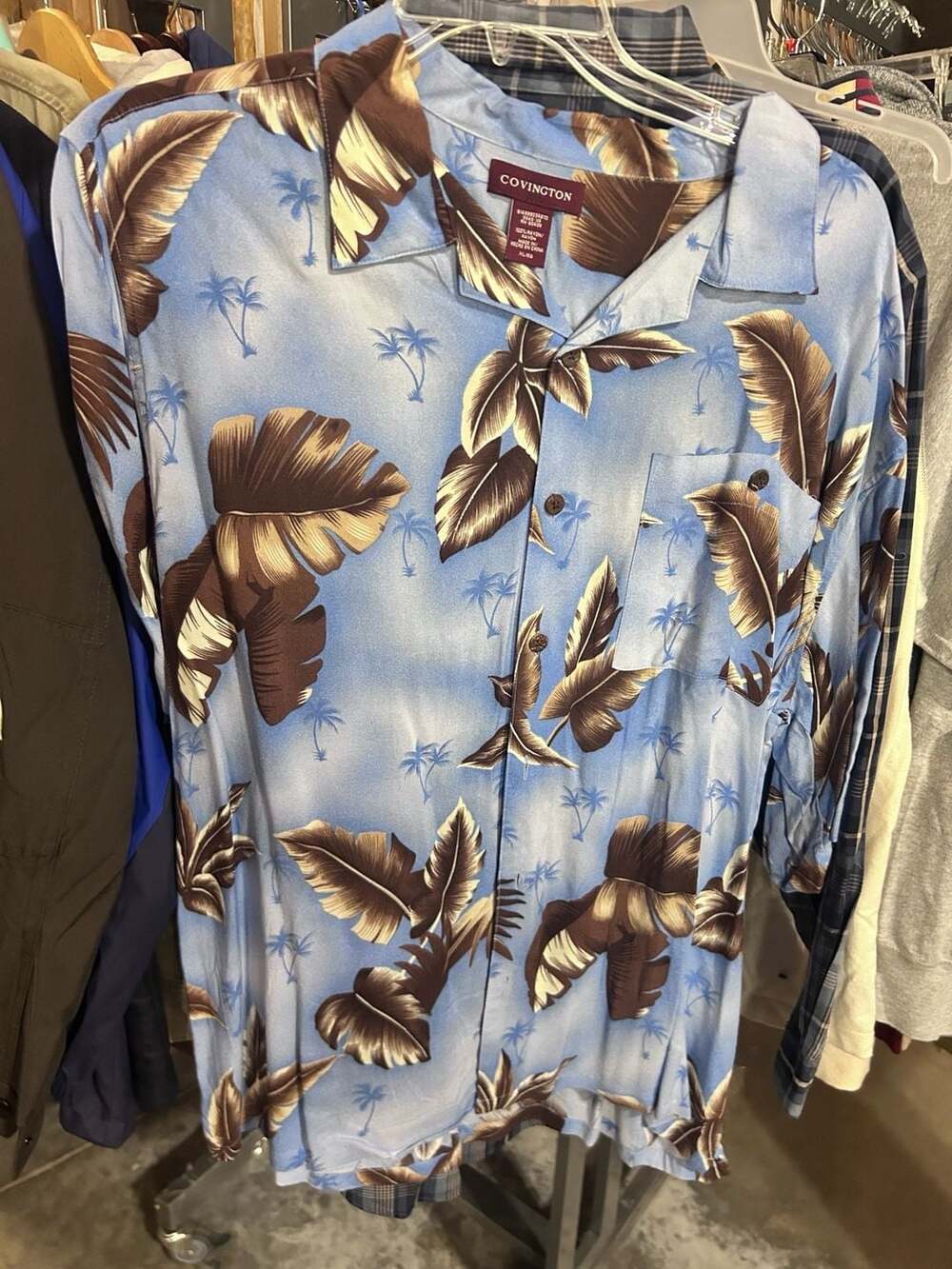 Covington Men's Tropical Palm Leaf Rayon Hawaiian Shirt Size XL